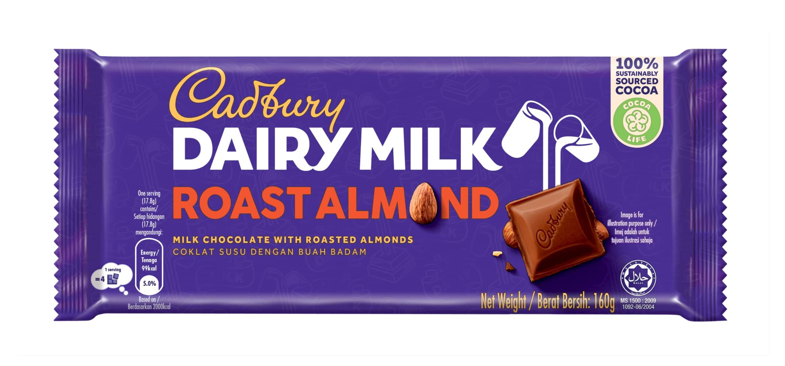 Cadbury Dairy Milk Roast Almond Chocolate 160G